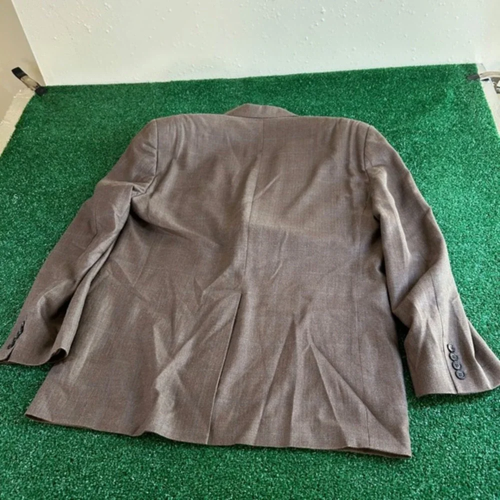 Lauren Ralph Lauren Blazer Sport Coat Jacket Suit Silk Wool Brown Plaid Mens 46L